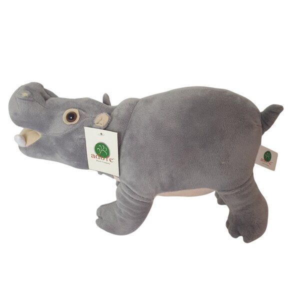 Adore Gray Hippopotamus 14.5" Stuffed Animal Realistic Soft Plush Toy Swamp NEW - Picture 2 of 8